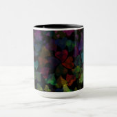 黒背景にカラフルなハート マグカップ (中央)