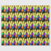 黒背景にカラフルな誕生日ケーキのろうそく ラッピングペーパー (フラット)