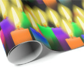 黒背景にカラフルな誕生日ケーキのろうそく ラッピングペーパー (ロールコーナー)