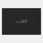 黒背景にモダンな白い名前またはその他のテキスト ラッピングペーパーシート (正面2)