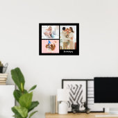 黒背景に家族の写真3枚と名前 ポスター (ホームオフィス)