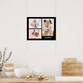 黒背景に家族の写真3枚と名前 ポスター (キッチン)