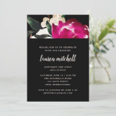 黒背景に描かれたマグノリア | 卒業パーティー 招待状 (スタンド正面)