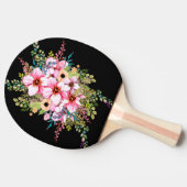 黒背景に映える美しい花々 卓球ラケット (横)