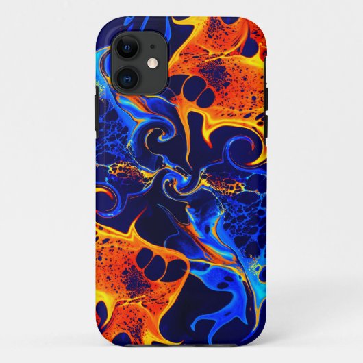黒背景に渦巻くネオンペイントのカラフルなミックス Case-Mate iPhoneケース (裏面)