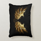 黒背景に金の天使の翼 アクセントクッション (正面(垂直))