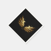 黒背景に金の天使の翼 スタンダードカクテルナプキン (角)