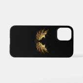 黒背景に金の天使の翼 iPhoneケース (裏面横)