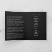 黒背景に金の箔押し風の二つ折り追悼プログラム 招待状 (内部)