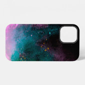 黒背景に隔離された色とりどりの粉の爆発 iPhoneケース (裏面横)