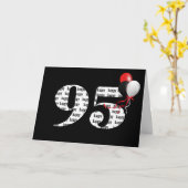 黒背景に風船で95歳の誕生日おめでとう カード (黄色い花)