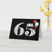 黒背景に風船の65歳の誕生日おめでとう カード (黄色い花)