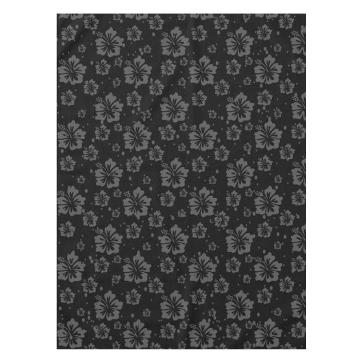 黒背景に黒い花のイラストレーション テーブルクロス (正面)