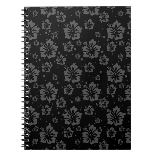 黒背景に黒い花のイラストレーション ノートブック (正面)