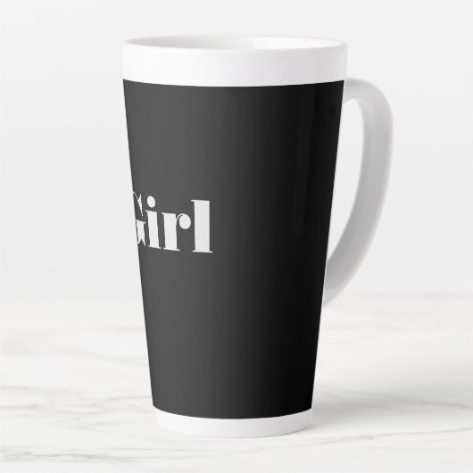 黒背景にGirl Text Nameのラテマグ カフェラテマグ (右アングル)