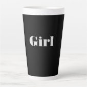 黒背景にGirl Text Nameのラテマグ カフェラテマグ (正面)