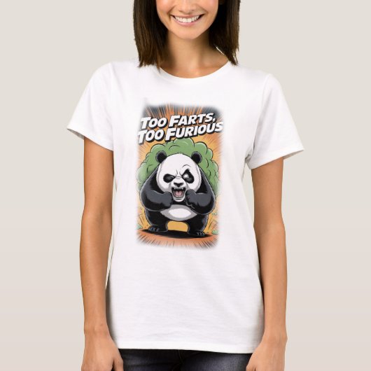 黒背景のおならパンダ Tシャツ (正面)