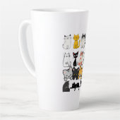 黒背景のかわいいイラスト猫のグループ カフェラテマグ (左アングル)