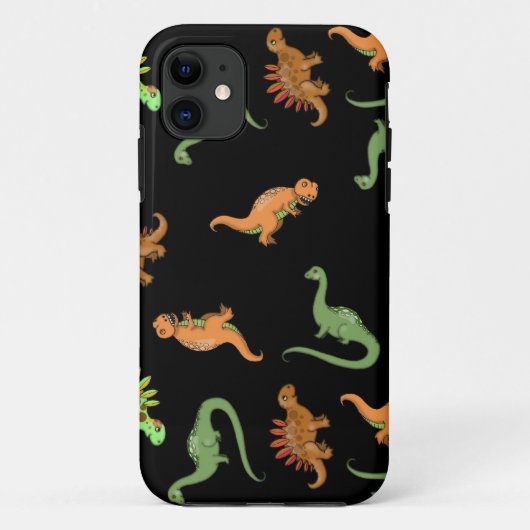 黒背景のかわいい恐竜 Case-Mate iPhoneケース (裏面)