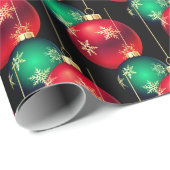 黒背景のクリスマスオーナメント ラッピングペーパー (ロールコーナー)