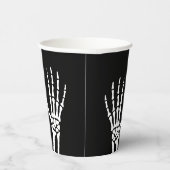 黒背景のスケルトンの手の骨 ハロウィン 紙コップ (右)