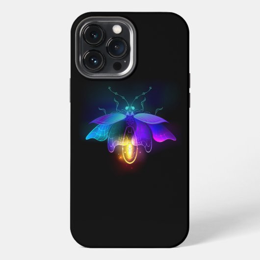 黒背景のネオンホタル iPhoneケース (裏面)