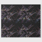 黒背景のネオン グリッチコア幾何学模様 ラッピングペーパー (フラット)