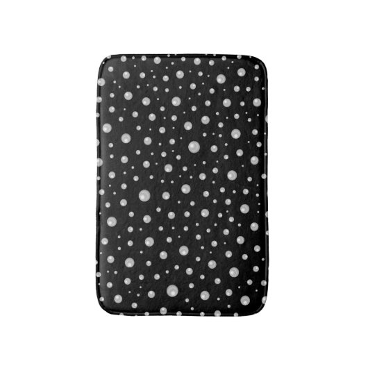 黒背景のパールパターン バスマット (正面縦)