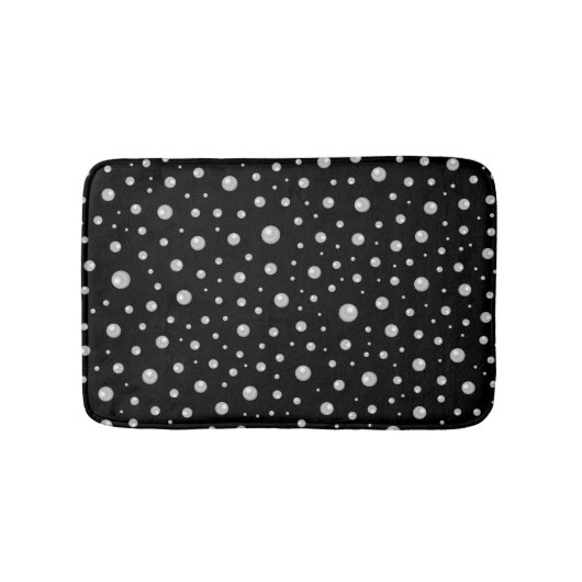 黒背景のパールパターン バスマット (正面)
