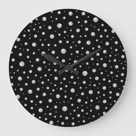 黒背景のパール柄 ラージ壁時計 (正面)