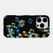 黒背景のボケ泡 iPhoneケース (裏面横)