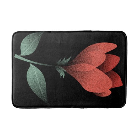 黒背景のミニマリスト赤い花 バスマット (正面)