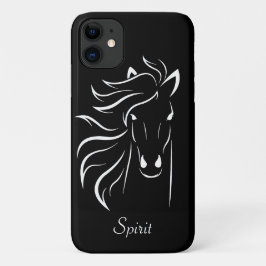 黒背景のモダンな馬のシルエット画像アート iPhone 11 ケース