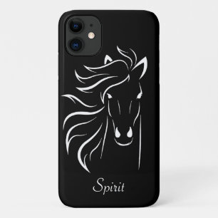 黒背景のモダンな馬のシルエット画像アート iPhone 11 ケース