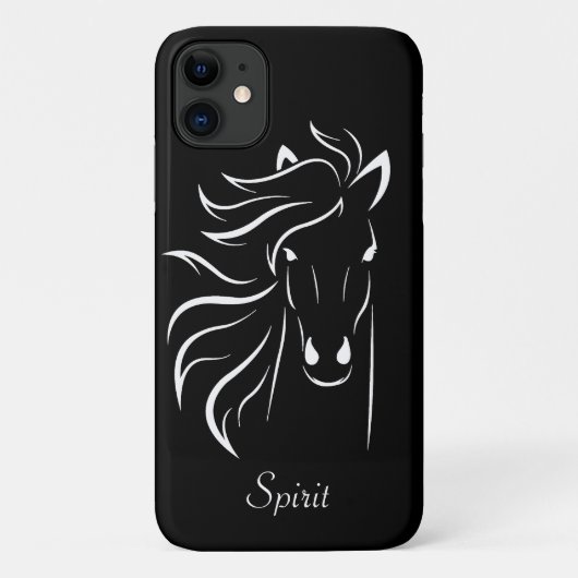 黒背景のモダンな馬のシルエット画像アート Case-Mate iPhoneケース (裏面)