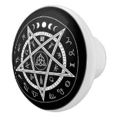 黒背景の五芒星とシンボル セラミックノブ (右)