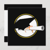 黒背景の卒業帽の傾き 招待状 (正面/裏面)