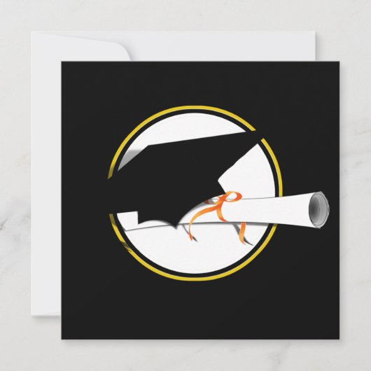 黒背景の卒業帽の傾き 招待状 (正面)