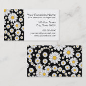 黒背景の可愛い白いデイジー 名刺 (正面/裏面)