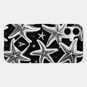 黒背景の手描きモノグラム入りヒトデ iPhoneケース (裏面横)