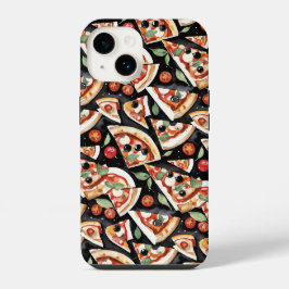 黒背景の抽象的なピザスライス iPhone 14ケース