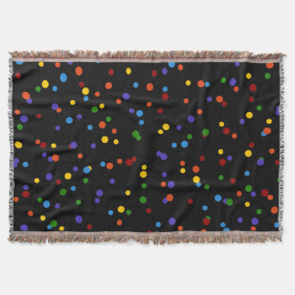黒背景の散らばった虹色のドットパターン スローブランケット