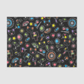 黒背景の日本のカワイイ文化の落書き 薄葉紙 (正面)