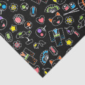 黒背景の日本のカワイイ文化の落書き 薄葉紙 (詳細)