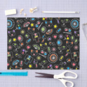 黒背景の日本のカワイイ文化の落書き 薄葉紙 (クラフト)