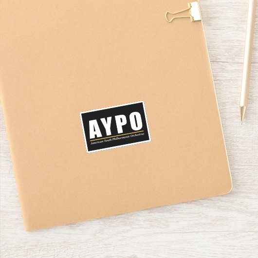 黒背景の白いAYPOロゴステッカー シール (ノートブック)