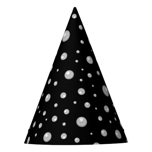 黒背景の真珠模様 パーティーハット (正面)