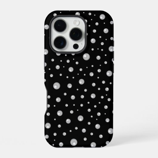 黒背景の真珠模様 iPhoneケース (裏面)