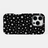 黒背景の真珠模様 iPhoneケース (裏面横)