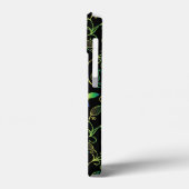 黒背景の緑、青、黄色の花柄 Case-Mate iPhoneケース (裏面 / 左)